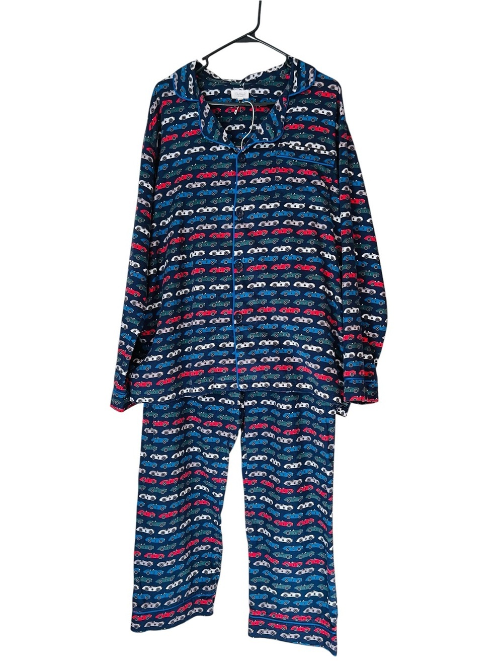 BedHead Navy Pajama Set with Red, Green and White Sports Car Print Size Large